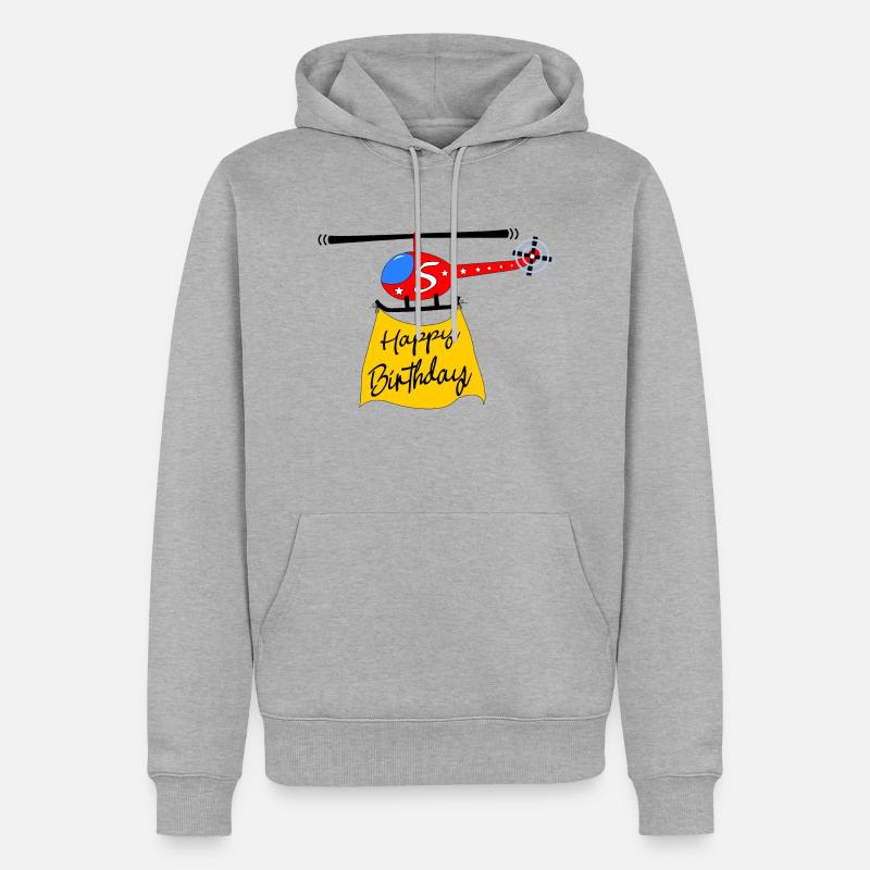 Hélicoptère Joyeux anniversaire 5 - Sweat à capuche Premium bio Homme - gris chiné