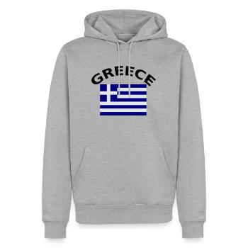 Grèce, Grèce, drapeau, drapeau - Sweat à capuche Premium bio Homme - gris chiné - Devant - Thijin (182cm)