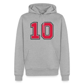 10__f2 - Männer Premium Bio Hoodie - Grau meliert - Vorne - Thijin (182cm)