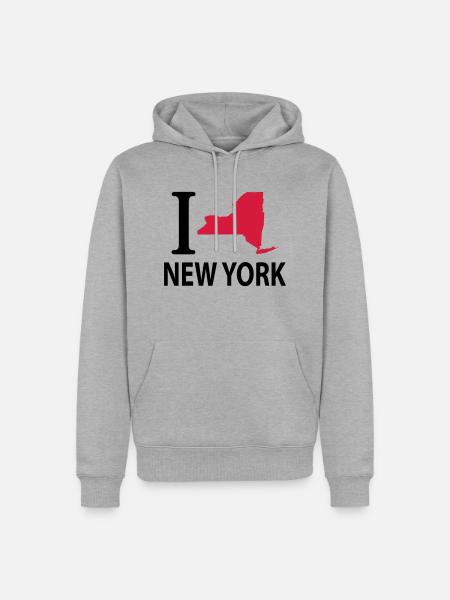I love New York - Mannen Premium Bio hoodie - grijs gemêleerd