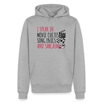 speak lyrics and sarcasm - Männer Premium Bio Hoodie - Grau meliert - Vorne - Thijin (182cm)