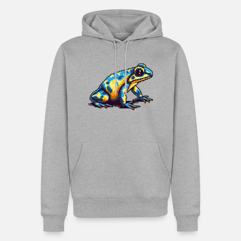Bunter Pixel 8 Bit Pfeilgiftfrosch - Männer Premium Bio Hoodie - Grau meliert