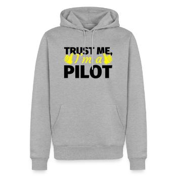 Trust me I'm a Pilot - Männer Premium Bio Hoodie - Grau meliert - Vorne - Thijin (182cm)