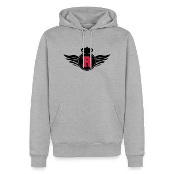 r_letter_shield_c2 - Men’s Premium Organic Hoodie - heather grey - Front - Thijin (182cm)