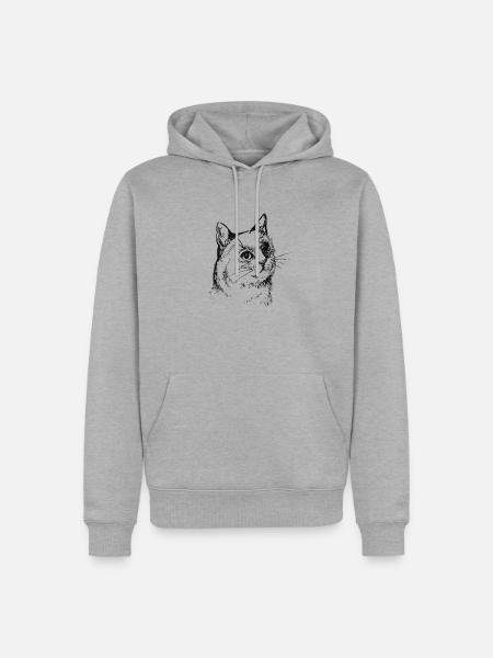 Katzenkopf - Männer Premium Bio Hoodie - Grau meliert