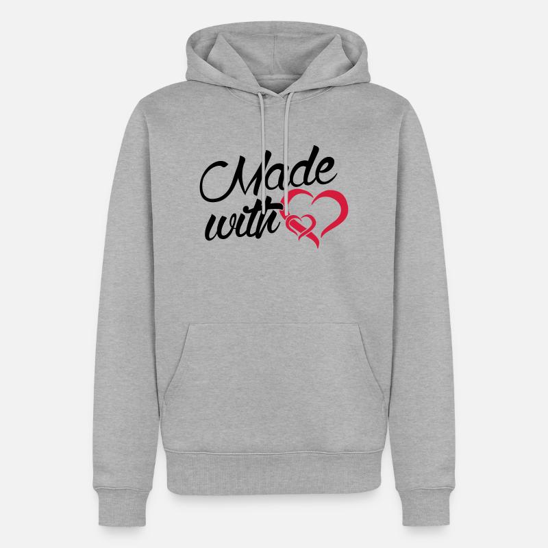 Faite avec coeur - bébé - - Sweat à capuche Premium bio Homme - gris chiné