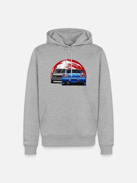 JDM Oldschool - Männer Premium Bio Hoodie - Grau meliert