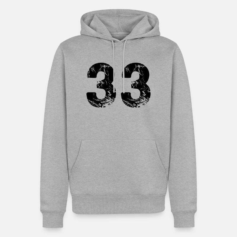 33 - Sweat à capuche Premium bio Homme - gris chiné