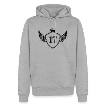 Armoiries 17 - Sweat à capuche Premium bio Homme - gris chiné - Devant - Thijin (182cm)