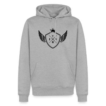 Équipe des armoiries - Sweat à capuche Premium bio Homme - gris chiné - Devant - Thijin (182cm)