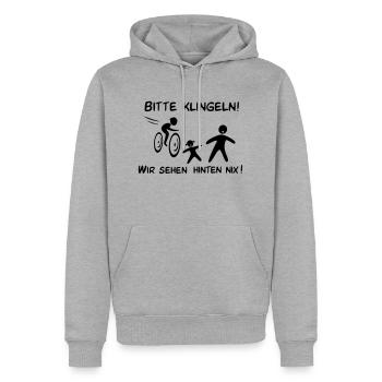 Bitte klingeln! Radfahrer-Kind - Männer Premium Bio Hoodie - Grau meliert - Vorne - Thijin (182cm)