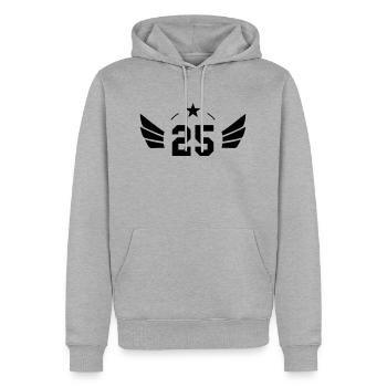 25 Ans - Sweat à capuche Premium bio Homme - gris chiné - Devant - Thijin (182cm)
