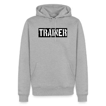 Création de logo d'entraîneur - Sweat à capuche Premium bio Homme - gris chiné - Devant - Thijin (182cm)
