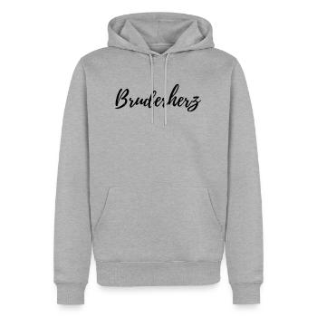 Bruderherz - Männer Premium Bio Hoodie - Grau meliert - Vorne - Thijin (182cm)