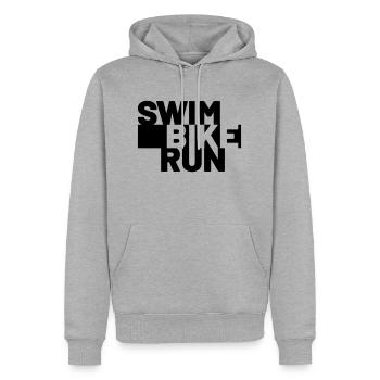 SWIM BIKE RUN - Männer Premium Bio Hoodie - Grau meliert - Vorne - Thijin (182cm)