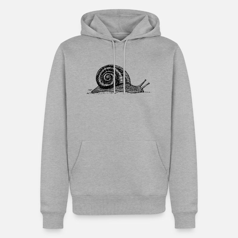 Black and withe snail - Männer Premium Bio Hoodie - Grau meliert