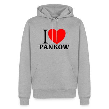 I LOVE PANKOW - Männer Premium Bio Hoodie - Grau meliert - Vorne - Thijin (182cm)