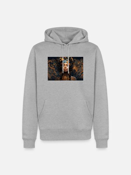 Afrika -Afrofuturistische Farbenfrohe Urbane Kunst - Männer Premium Bio Hoodie - Grau meliert