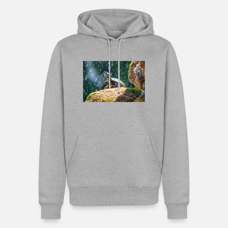 Gelbbauch-Slider Trachemys scripta scripta - Männer Premium Bio Hoodie - Grau meliert