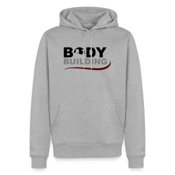 bodybuilding - Sweat à capuche Premium bio Homme - gris chiné - Devant - Thijin (182cm)