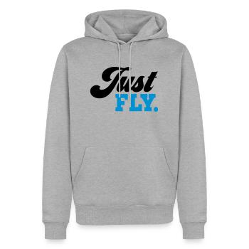 fliegen - Männer Premium Bio Hoodie - Grau meliert - Vorne - Thijin (182cm)