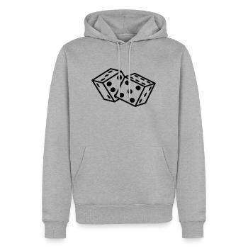 wuerfel_1c - Men’s Premium Organic Hoodie - heather grey - Front - Thijin (182cm)