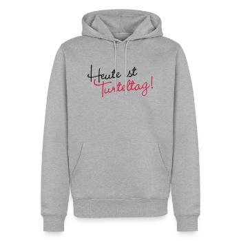 Heute ist Turteltag - Männer Premium Bio Hoodie - Grau meliert - Vorne - Thijin (182cm)
