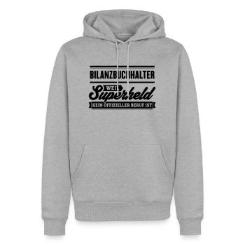 Superheld Bilanzbuchhalter - Männer Premium Bio Hoodie - Grau meliert - Vorne - Thijin (182cm)