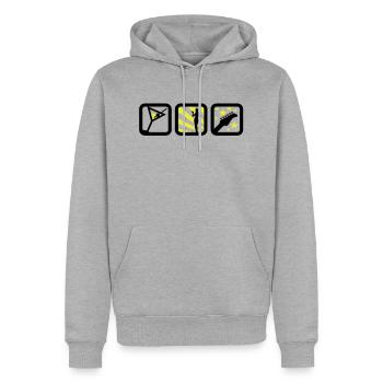 fille de partie (2c) - Sweat à capuche Premium bio Homme - gris chiné - Devant - Thijin (182cm)