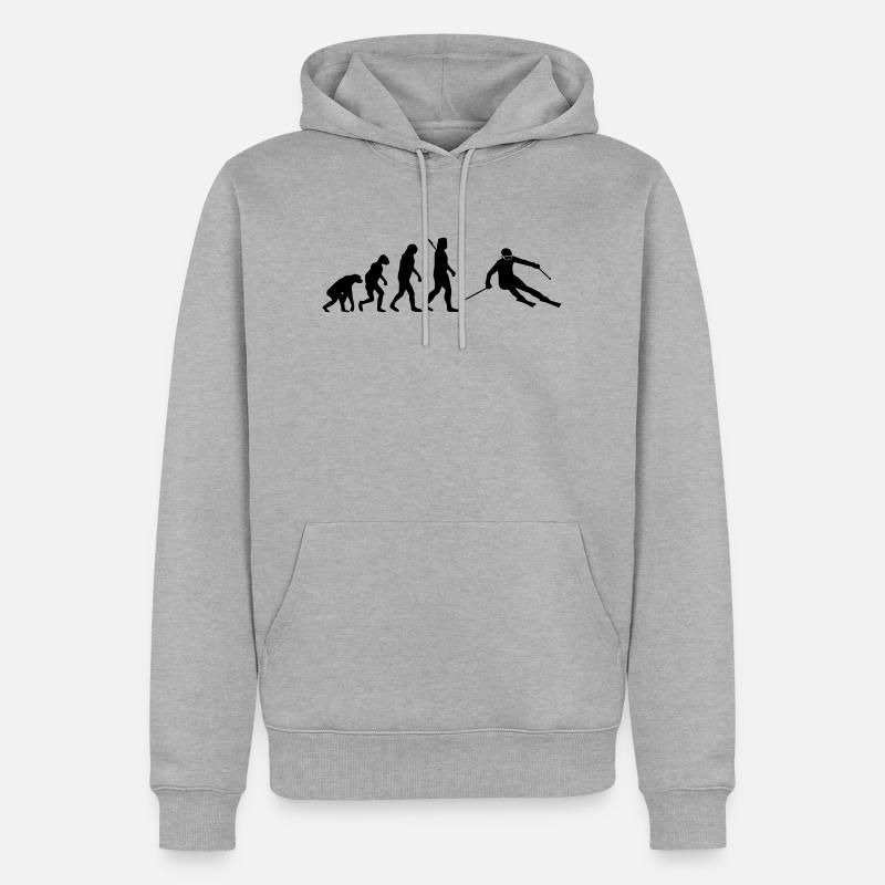 Evolution Alpine Ski - Männer Premium Bio Hoodie - Grau meliert