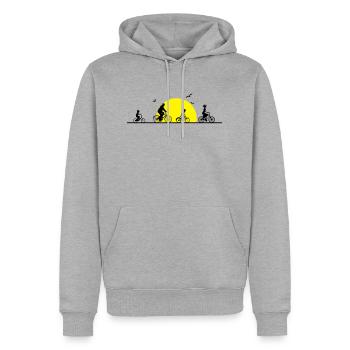 Freizeit - Radtour Familie - Männer Premium Bio Hoodie - Grau meliert - Vorne - Thijin (182cm)