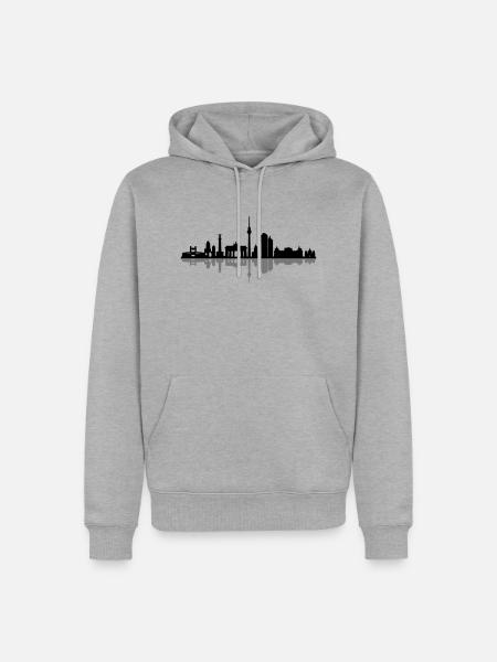 Skyline - Berlin - Männer Premium Bio Hoodie - Grau meliert