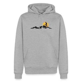 Sport - Radfahrer Berge - Männer Premium Bio Hoodie - Grau meliert - Vorne - Thijin (182cm)
