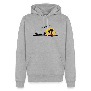 Sommer - Strand Palmen - Männer Premium Bio Hoodie - Grau meliert - Vorne - Thijin (182cm)