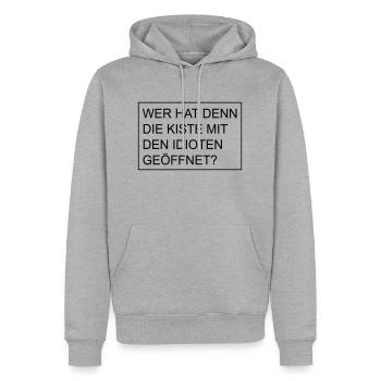 Kiste mit Idioten - Männer Premium Bio Hoodie - Grau meliert - Vorne - Thijin (182cm)