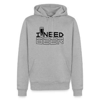 J’ai besoin de bière - Sweat à capuche Premium bio Homme - gris chiné - Devant - Thijin (182cm)