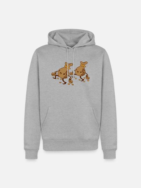 2 gehende Geldsäcke Freunde - Männer Premium Bio Hoodie - Grau meliert