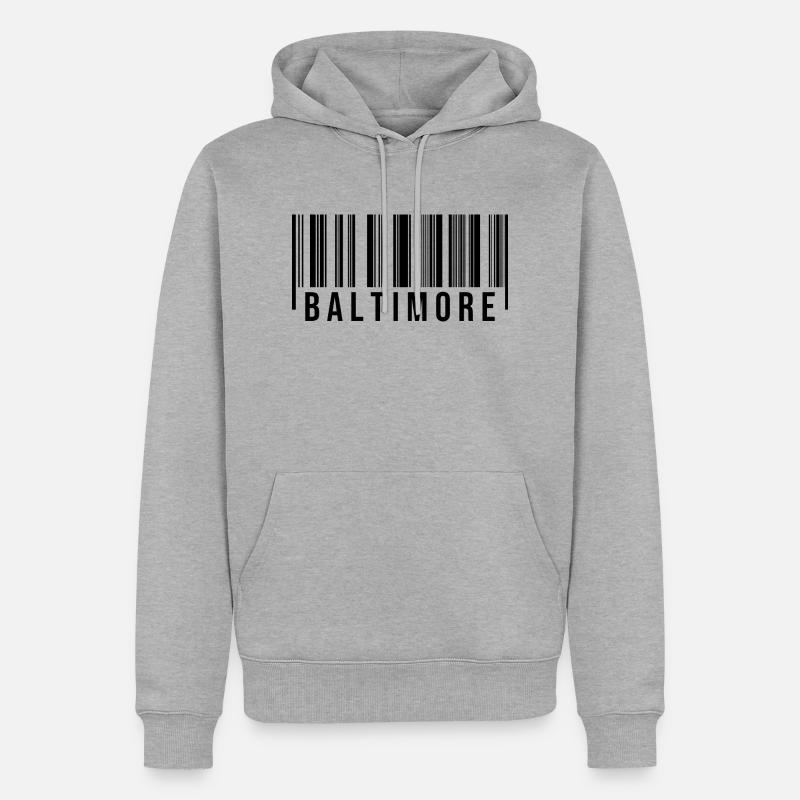 Baltimore Strichcode - Männer Premium Bio Hoodie - Grau meliert