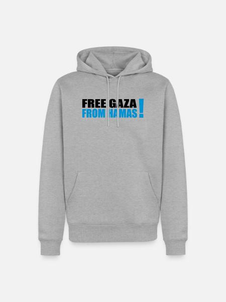 free gaza from hamas - Männer Premium Bio Hoodie - Grau meliert