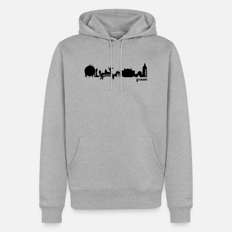 Gießen Skyline - Männer Premium Bio Hoodie - Grau meliert