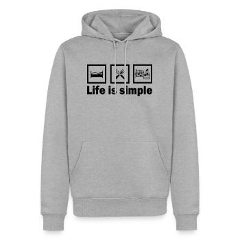 lifeissimple_musik - Männer Premium Bio Hoodie - Grau meliert - Vorne - Thijin (182cm)