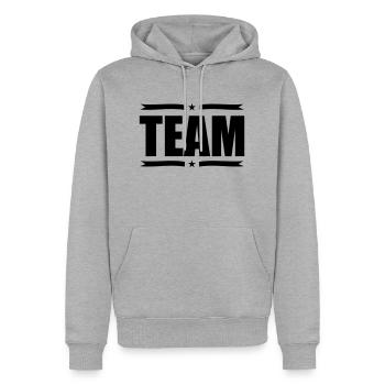équipe - Sweat à capuche Premium bio Homme - gris chiné - Devant - Thijin (182cm)