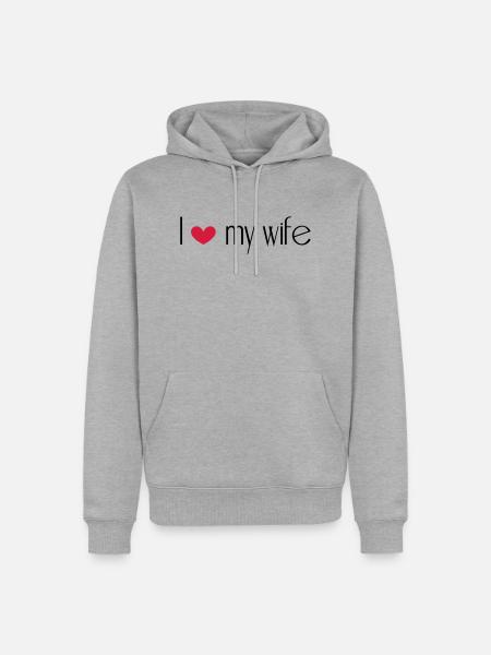 I love my wife - Männer Premium Bio Hoodie - Grau meliert