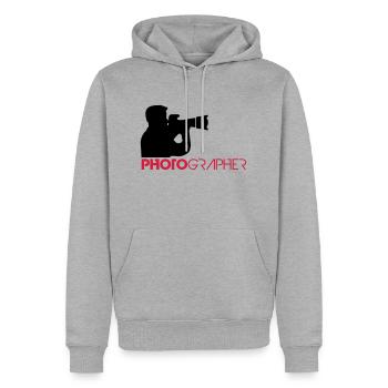 Photographer Text Logo Design - Men’s Premium Organic Hoodie - heather grey - Front - Thijin (182cm)