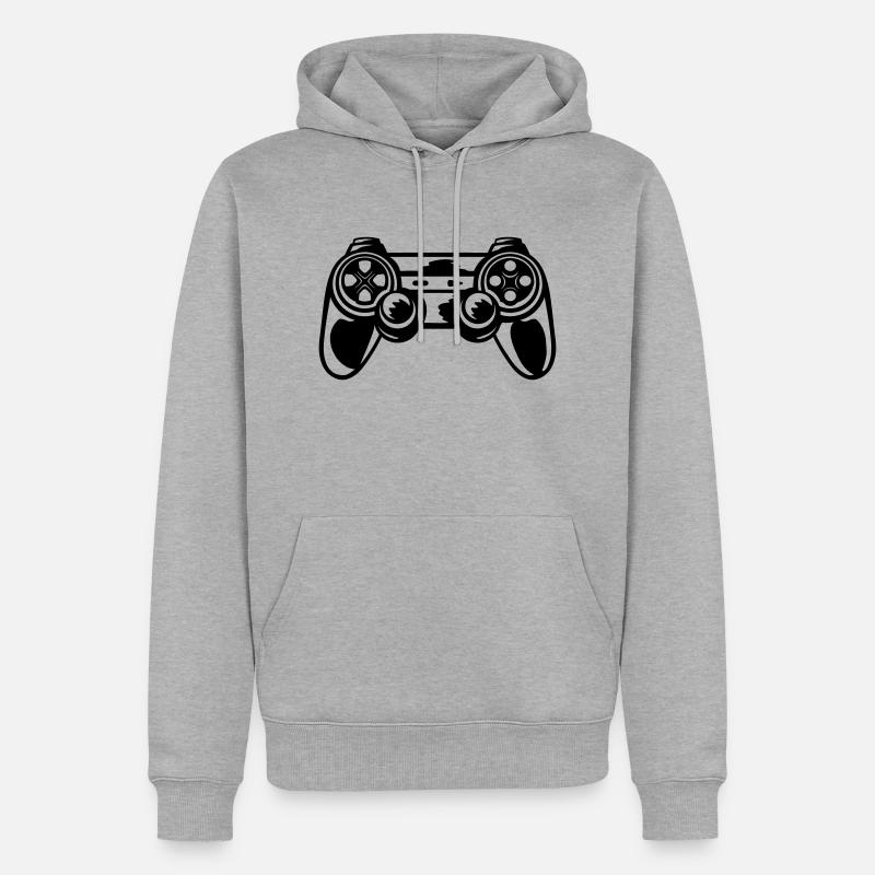 Retro Console Controller Gamer - Sweat à capuche Premium bio Homme - gris chiné