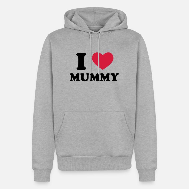 I Love Mummy - Sweat à capuche Premium bio Homme - gris chiné