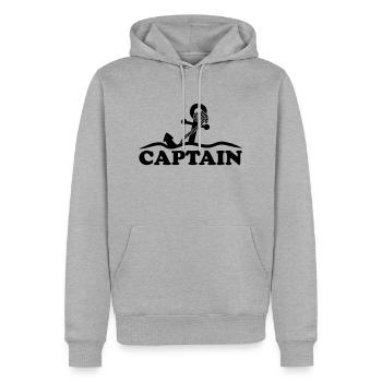 Anker unter Wasser Wellen Captain Design - Männer Premium Bio Hoodie - Grau meliert - Vorne - Thijin (182cm)