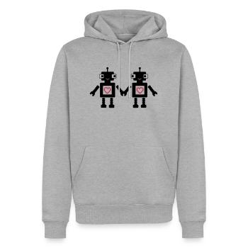 roboters_in_love_02 - Sweat à capuche Premium bio Homme - gris chiné - Devant - Thijin (182cm)