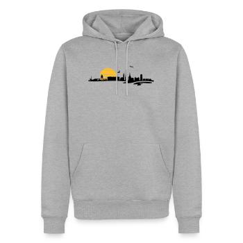 Skyline - Borkum - Männer Premium Bio Hoodie - Grau meliert - Vorne - Thijin (182cm)