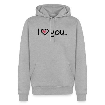 i love you 2c vector - Männer Premium Bio Hoodie - Grau meliert - Vorne - Thijin (182cm)